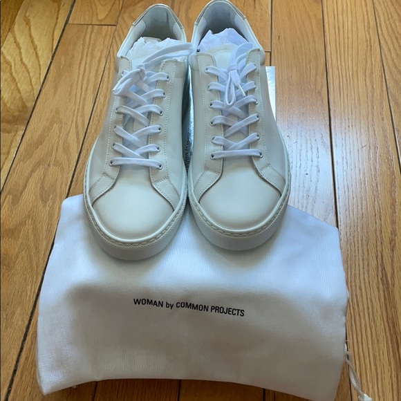 Common Projects Retro Low White and Silver Sneaker - Picture 3 of 7
